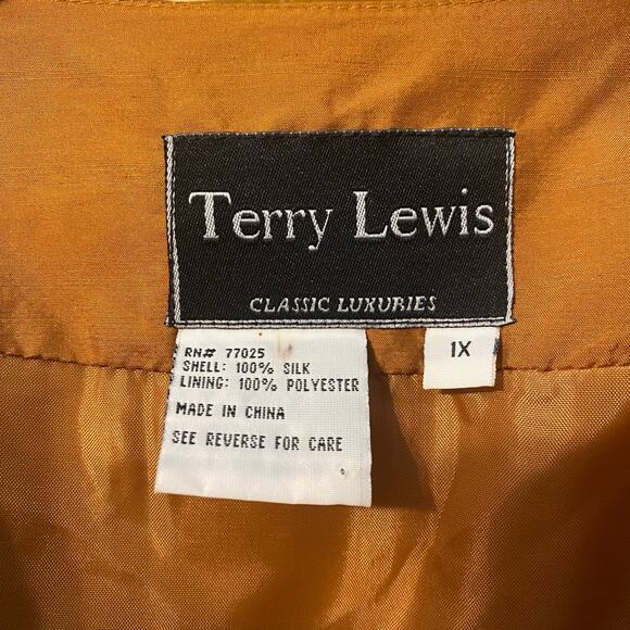 Terry Lewis 100% Silk Duster Coat Rust Copper Long Jacket 1X autumncore - Picture 3 of 7